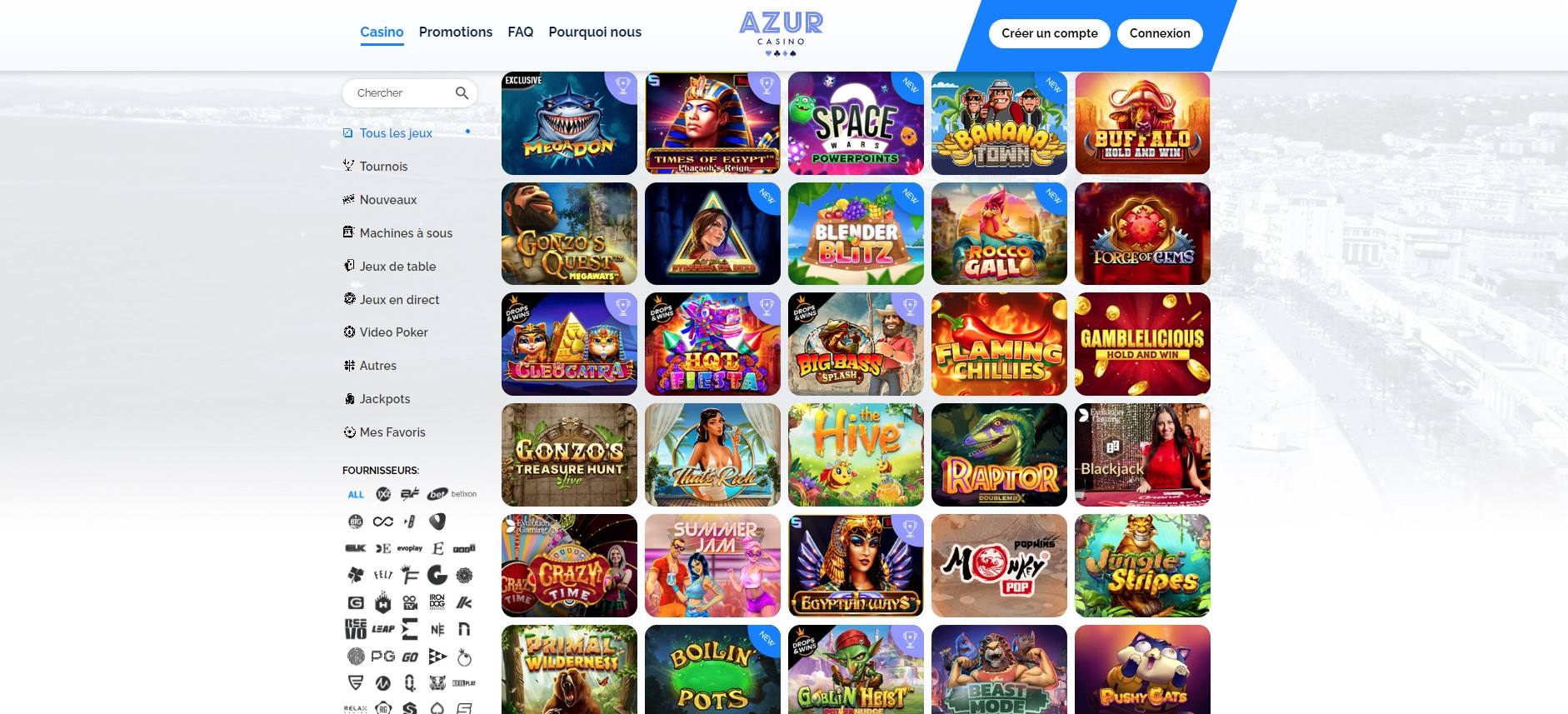 azur casino jeux