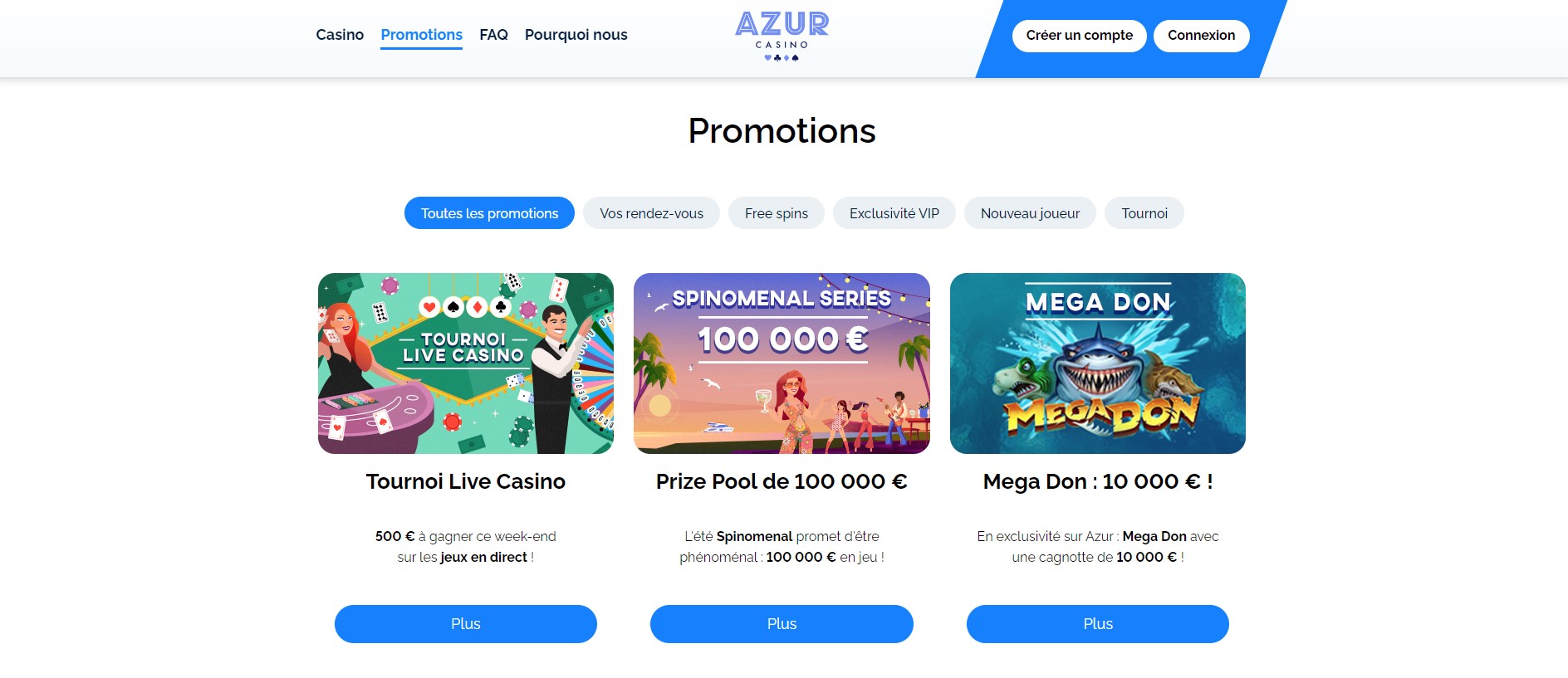 promotions Azur casino