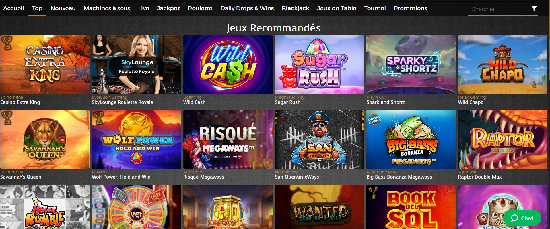 top jeu casino extra